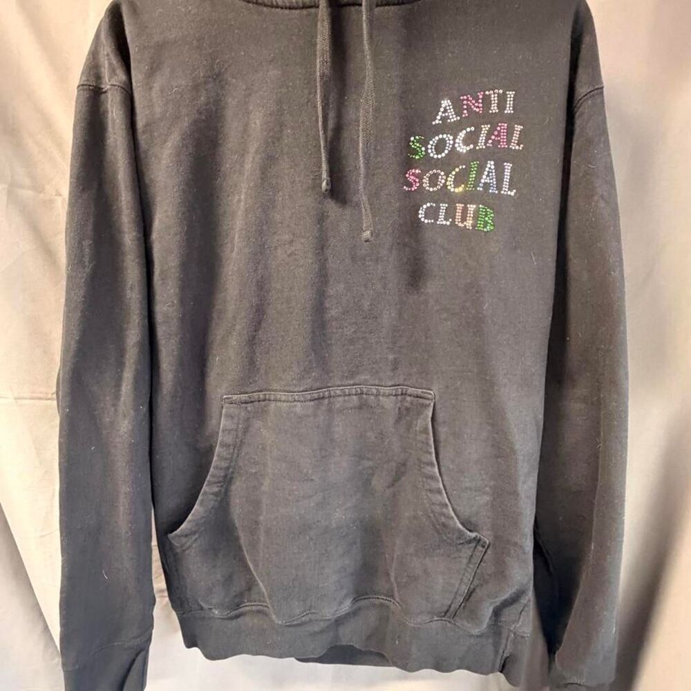 Anti-social-social-club Men's Black and Grey Hoodie